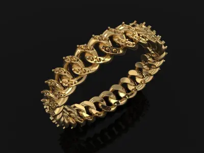 Cuban Link Diamond Band Ring SIZE 8 3D print model