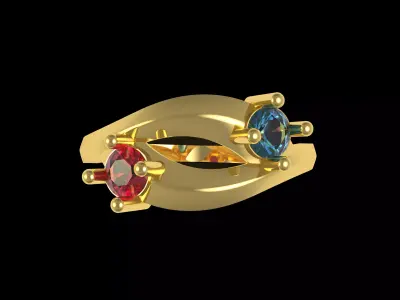 Two Stone Ladies Ring 3D print model