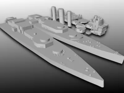 waterline WW2 HMAS Canberra 3D print model