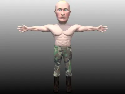 Putin 3D caricature low poly  Low-poly 3D model