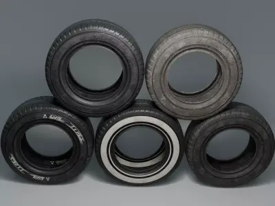 Tires sorted Low-poly 3D model