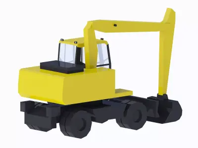 Excavator Construction Loader PW160-7 Simplified Low-poly 3D model