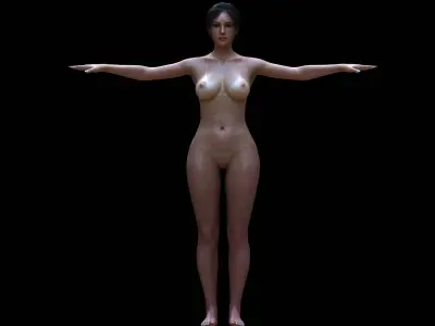 Realistic Woman Naked with Tan lines 3D model