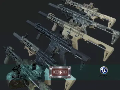 Modular Combat Rifle-Close Quarter Combat Variant  Low-poly 3D model