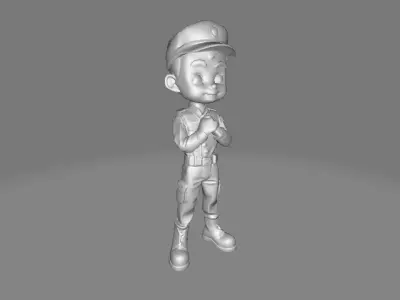 Male Army Cartoon 3D Model Low-poly 3D model