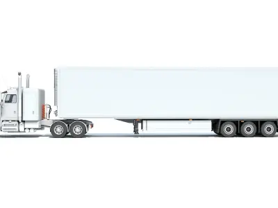 Semi Truck with Refrigerator Trailer 3D model