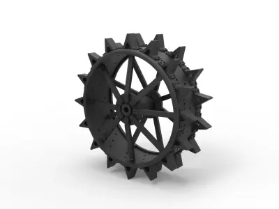 Rear wheel from old tractor 3D print model