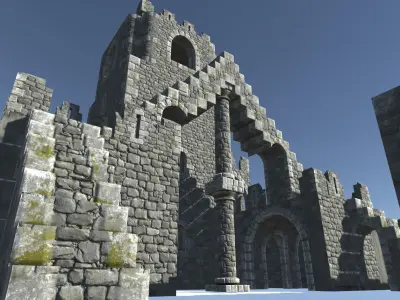 Castel Walls n Props I 66 Items I PBR I Optimized I Free low-poly 3D model
