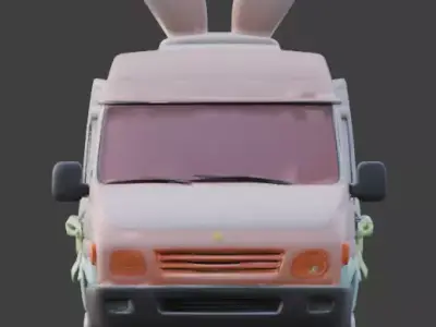 3D EASTER THEMED CARGO WITH BUNNY EARS AND DECORATIVE EGGS V01 Low-poly 3D model