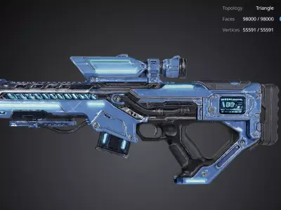 Futuristic Blue Gun 3D model