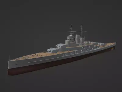 Fictional warship Hansan-class Battlecruiser 3D model