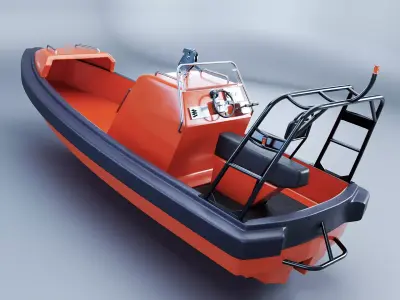 Fast Motor Lifeboat Low-poly 3D model