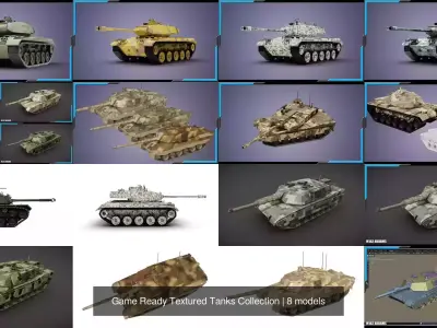 Game Ready Textured Tanks Collection 3D Model Pack