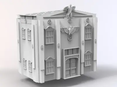 WW2 GERMAN BUILD WITH EAGLE AND FLAGS 3D print model