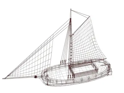 Classic Sail Boat Low-poly 3D model
