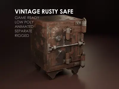 Vintage old Safe Rigged Low-poly 3D model