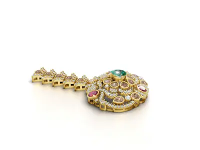 antique kundan  brooche  for woman with all render details 3D print model