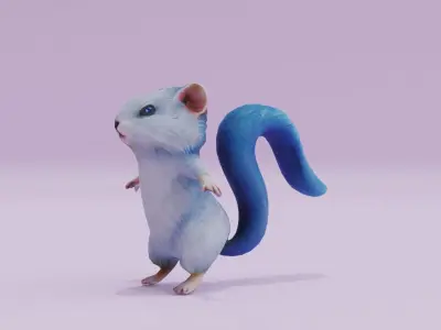 Rodent Fantasy Fluffy Tail T-pose Low High Poly Character Low-poly 3D model