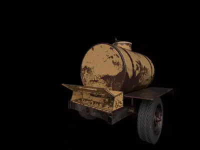Rusty Old Tanker Trailer - Low Poly Game Ready Low-poly 3D model