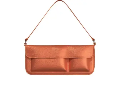Orange Leather Baguette Bag 3D model