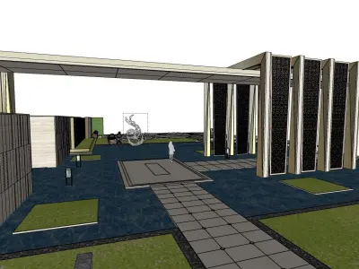 commercial entrance foyer on waterfountain  3D model
