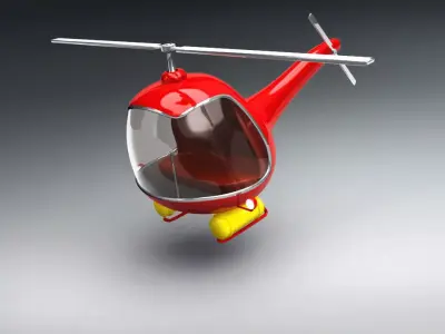 Vintage Red Helicopter 3D Model  3D model