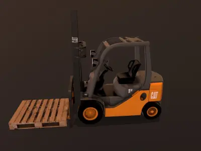 Forklift truck with pallets 3D model