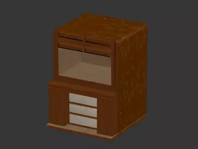 wooden TV case Low-poly 3D model