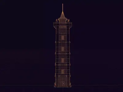 Stylized Medieval Tower Low-poly 3D model