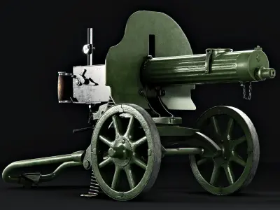 Maxim 1910 - Automatic Machine Gun Low-poly 3D model