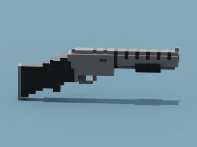 Voxel Gun Low-poly 3D model