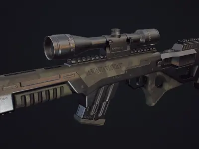 Rifle low-poly 3D model sniper Low-poly 3D model