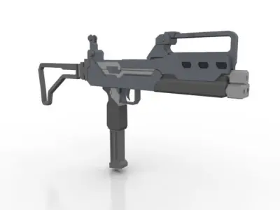 Triple Barrel Submachine Gun Low-poly 3D model