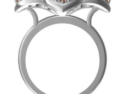 Antique Colorful Diamond Flower Engagement Ring 3D print model