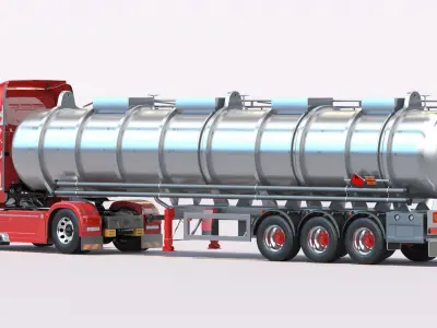 Euro Truck With Tanker 3D model