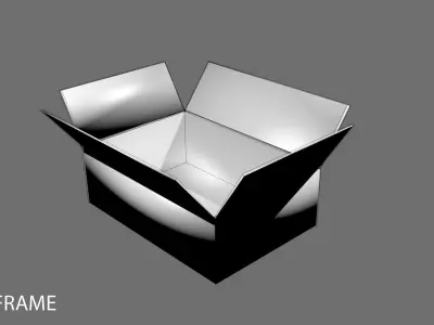 Cardboard Box - Rectangular Low 3D model