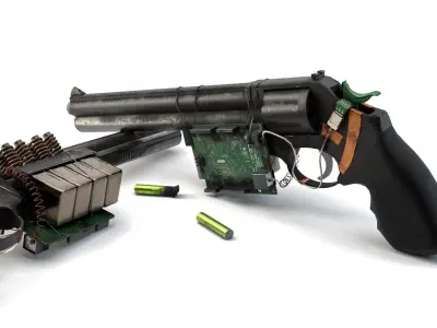 Sci-Fi Revolver  Low-poly 3D model