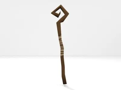 Low poly swirly mage staff Low-poly 3D model