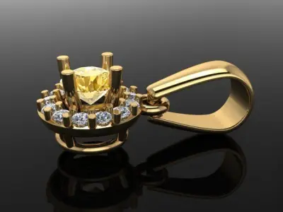 Dainty Round Halo Pendant with bell 4mm 3D print model