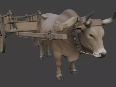 Realistic Bullock Cart 3D Model 3D model purchase