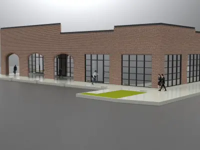 Commercial building contemporary industrial modern style 3D model