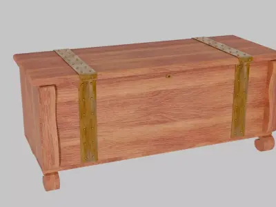 Antique Cedar Chest with Brass Accents 3D model
