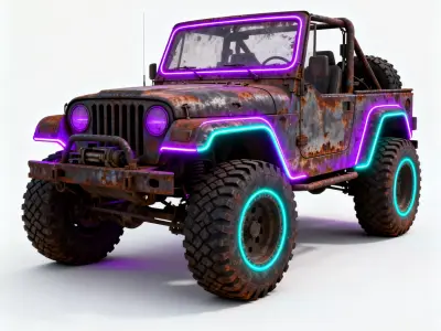 Cyberpunk Rusty Off Road Monster Truck 3D Model V02 Low-poly 3D model