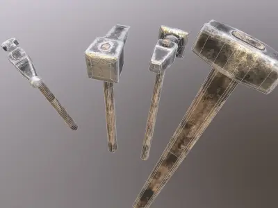 Hammer set of hammers Low-poly 3D model