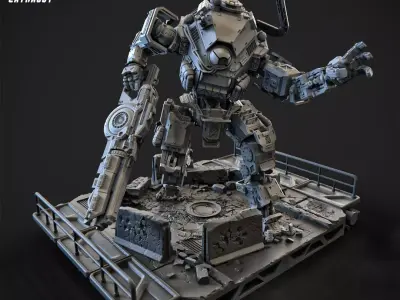 Big Particle Robot Static Pose Set 100mm approx height 3D print model