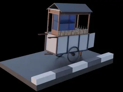 Street food cart Low-poly 3D model purchase