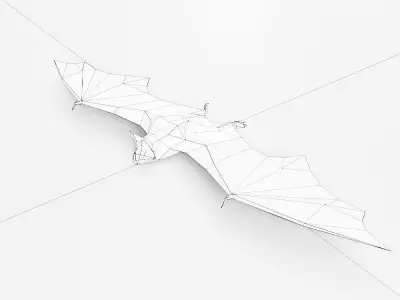 Bat low poly 3d model origami flying Low-poly 3D model