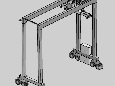 RTG Crane - Rubber Tyred Gantry Crane Low-poly 3D model