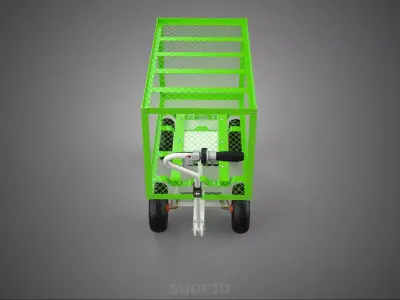 ELECTRIC DOUBLE TIERED BED TUB UTILITY TROLLEY WAGON CART GARDEN 3D model