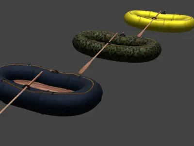 Inflatable Rubber Boats Pack Low-poly 3D model